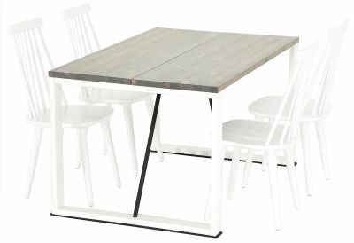 Veke Honka-Lotta 4-hengen ruokailuryhmä harmaa/valkoinen valkoinen tuoli