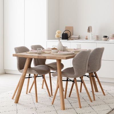 Veke Veini-Keto 4-hengen ruokailuryhmä lakattu tammi/beige Monza