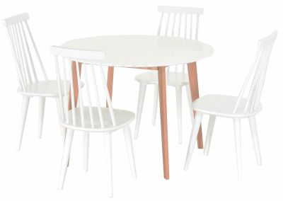 Veke Vojens-Lotta pyöreä 4-hengen ruokailuryhmä valkoinen/luonnonväri | Alk. 607,00 €