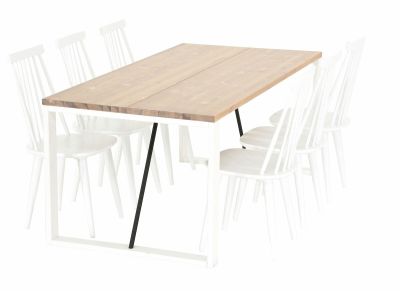 Veke Honka-Lotta 6-hengen ruokailuryhmä antiikki/valkoinen valkoinen tuoli