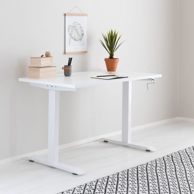 Veke Office veivattava säätöpöytä 140x70 cm valkoinen valkoinen jalka