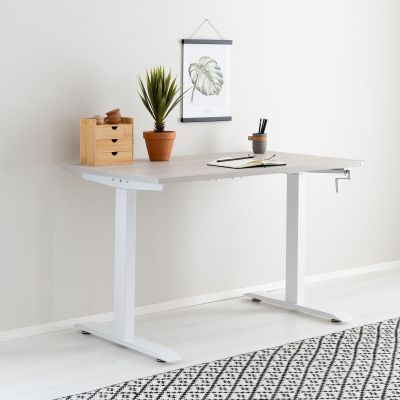 Veke Office veivattava säätöpöytä 140x70 cm hopea jalava valkoinen jalka | Alk. 510,00 €
