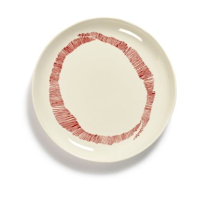 Serax Ottolenghi Feast lautanen S Ø19 cm 2-pakkaus White stripes-red | Alk. 32,00 €