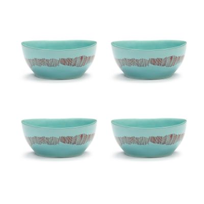 Serax Ottolenghi Feast kulho S Ø15 cm 4-pakkaus Azure stripes-red | Alk. 72,00 €