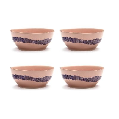 Serax Ottolenghi Feast kulho S Ø15 cm 4-pakkaus Pink stripes blue | Alk. 64,80 €