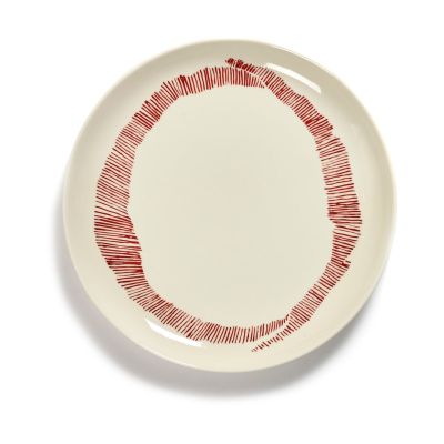 Serax Ottolenghi Feast lautanen M Ø22,5 cm 2-pakkaus White stripes-red | Alk. 38,00 €