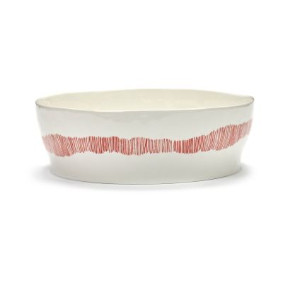 Serax Ottolenghi Feast salaattikulho Ø27,5 cm White stripes-red | Alk. 53,00 €