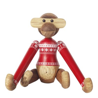 Kay Bojesen Denmark - Puinen Apina joulupaidalla 2024 9,5 cm Tiikki/Limba | Alk. 57,00 €