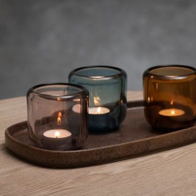 Fanni K keraaminen kynttilänalunen 30,5x18,5 cm ruskea