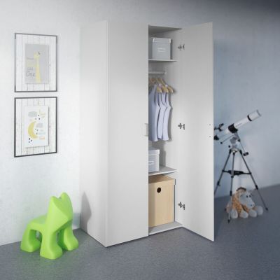 Tvilum Space vaatekaappi 2-ovinen 78x175 cm valkoinen | Alk. 129,00 €
