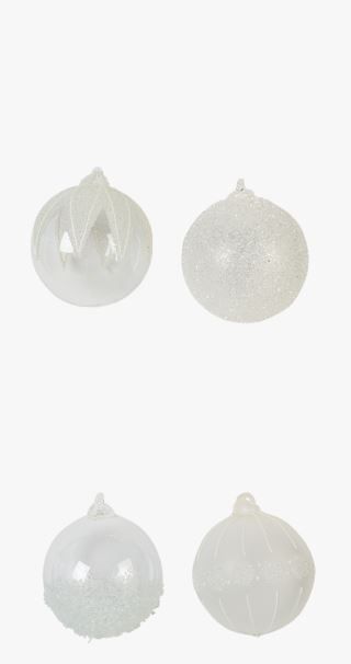 hemtex Winter 4pk joulupalloja valkoinen