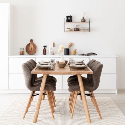 Veke Veini-Keto 6-hengen ruokailuryhmä lakattu tammi/taupe Monza