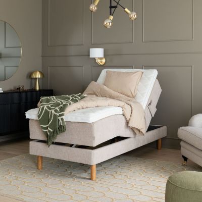 Unia Luxus moottorisänkypaketti 80x200 memory L , Supersoft, hiekka Omega 08, ta