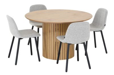 Veke Alessio-Cosy 4-hengen pyöreä ruokailuryhmä tammi/vaalea beige