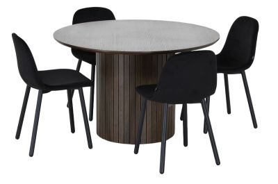Veke Alessio-Cosy 4-hengen pyöreä ruokailuryhmä savutammi/musta sametti