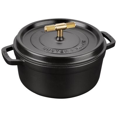 Staub Buster+Punch pyöreä pata 24 cm, messinkinupilla | Alk. 269,10 €