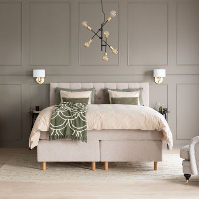 Unia Luxus jenkkisänkypaketti 180x200 memory M , Memory medium, hiekka Omega 08