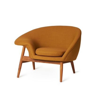 Warm Nordic Fried Egg -nojatuoli Kangas canvas 424 dark ochre, öljytyt tiikkijalat | Alk. 3 144,00 €