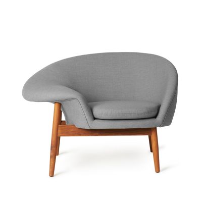 Warm Nordic Fried Egg -nojatuoli Kangas canvas 134 grey melange, öljytyt tiikkijalat | Alk. 3 313,00 €