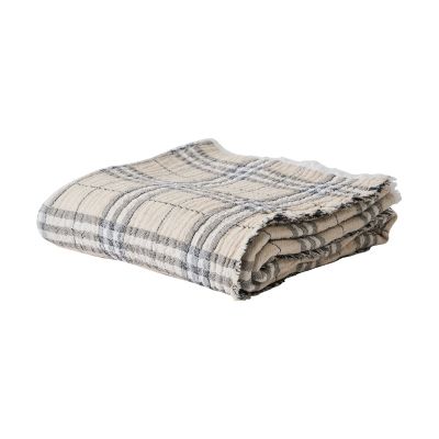 Tell Me More Milton puuvillapeite 140x200 cm Beige-valkoinen-tummanharmaa | Alk. 93,90 €