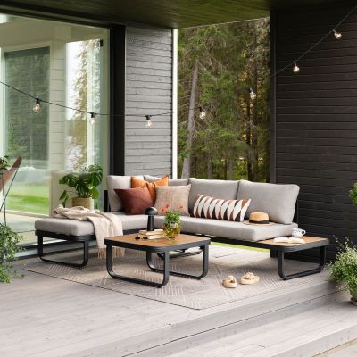 Veke Lumme avokulmasohva ja sohvapöytä vasen musta/ hiekka