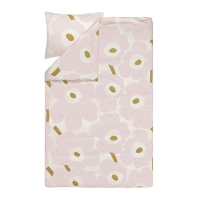Marimekko - Unikko Pussilakanasetti 150x210 cm Vaaleanpunainen/Beige