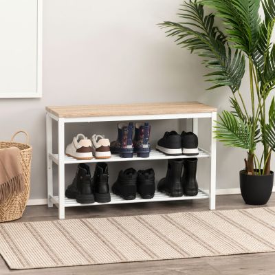 4Living eteispenkki kenkätelineellä valkoinen/luonnonväri