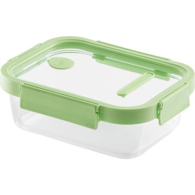 Lékué Suorakulmainen lounasrasia 1050 ml, lasi/vihreä | Alk. 12,90 €