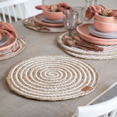 Veke Kieppi pöytätabletti Ø38 cm 2 kpl setti luonnonväri/valkoinen | Alk. 9,95 €