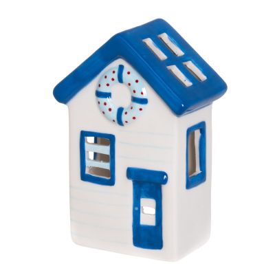 4Living Beach Hut talolyhty 15 cm sininen/valkoinen