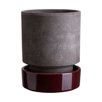 Bergs Potter Hoff ruukku Ø18 cm, Raw Grey-Deep Burgundy