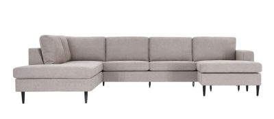 Veke Hamilton u-kulmasohva vasen, beige Storm 06, jalka wenge