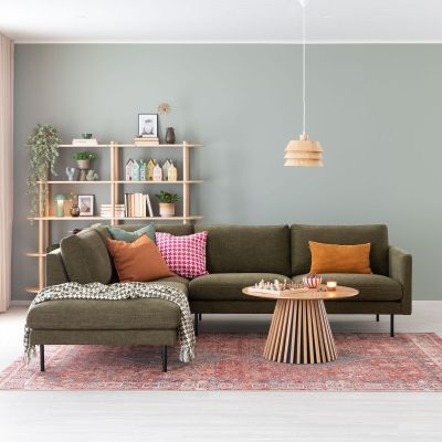 Veke Scandic Copenhagen avokulmasohva vasen vihreä Home 14, mustat jalat