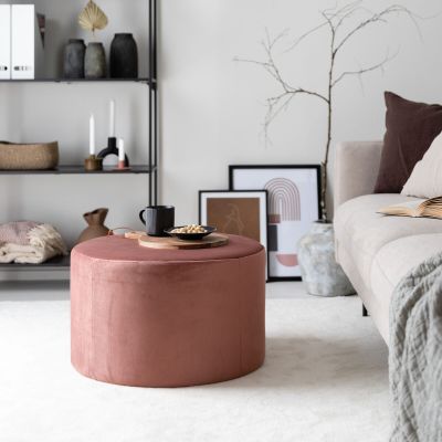 Veke Helmi pyöreä samettirahi Ø60 cm vanha roosa Brunei 31 kangas