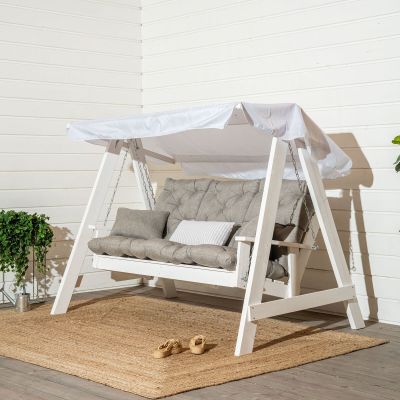 Veke Saaristo pihakeinu Lux pehmusteilla ja katoksella valkoinen/hiekka