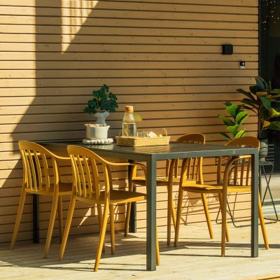 ENVY,Veke Saarni-Hanne 4-hengen ruokailuryhmä musta, okra tuoli