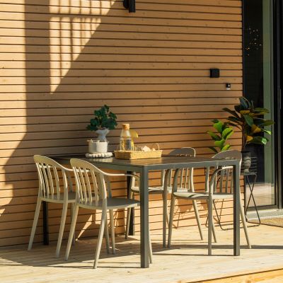 ENVY,Veke Saarni-Hanne 4-hengen ruokailuryhmä musta, beige tuoli