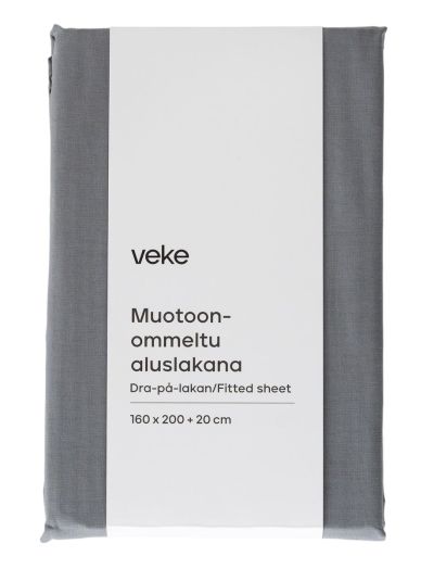 Veke Lempi muotoonommeltu aluslakana 180x200 cm tummanharmaa