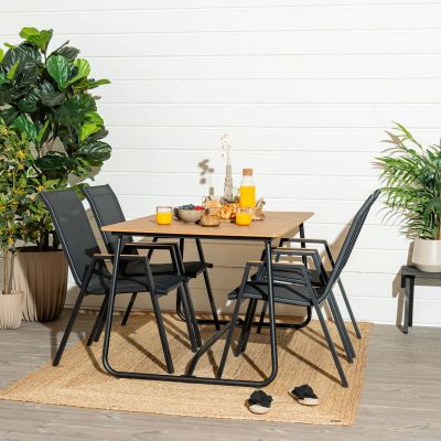 Mooda,Veke Silmu-Daalia 4-hengen ruokailuryhmä ruskea/musta