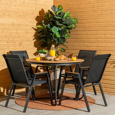 Veke Silmu-Daalia 4-hengen pyöreä ruokailuryhmä ruskea/musta | Alk. 595,00 €