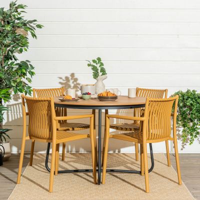 Mooda,Veke Silmu-Estrid 4-hengen pyöreä ruokailuryhmä ruskea/okra