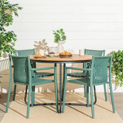 Mooda,Veke Silmu-Estrid 4-hengen pyöreä ruokailuryhmä ruskea/sammal