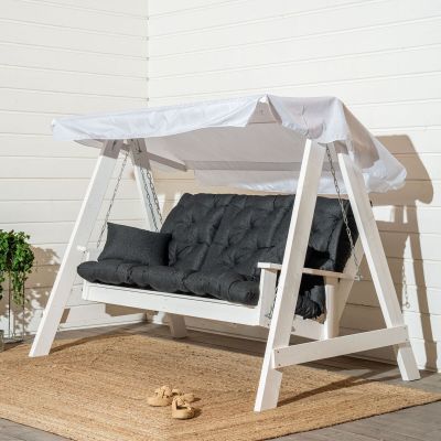 Veke Saaristo pihakeinu Lux pehmusteilla ja katoksella valkoinen/antrasiitti