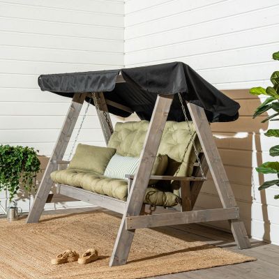 Veke Saaristo pihakeinu Lux pehmusteilla ja katoksella vaaleanharmaa/oliivi