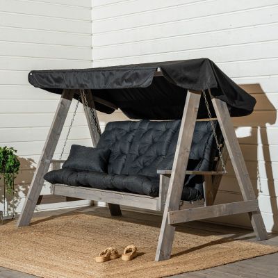 Veke Saaristo pihakeinu Lux pehmusteilla ja katoksella vaaleanharmaa/antrasiitti