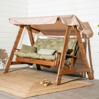 Veke Saaristo pihakeinu Lux pehmusteilla ja katoksella ruskea/oliivi