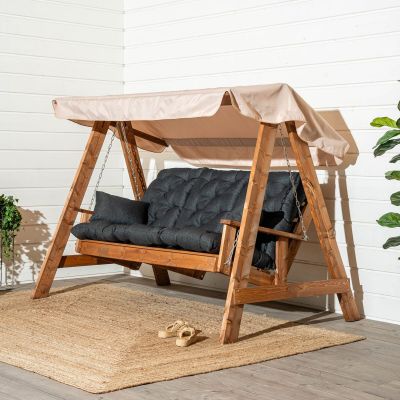 Veke Saaristo pihakeinu Lux pehmusteilla ja katoksella ruskea/antrasiitti