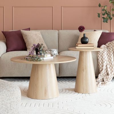 Veke Boom pyöreä pöytäsetti Ø45+Ø80 cm valkotammi