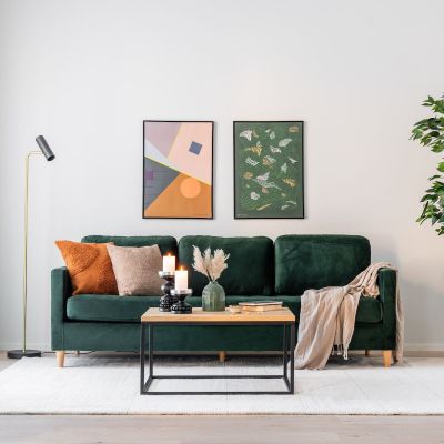 House Nordic Firenze 3-istuttava sohva tummanvihreä sametti Bluvel 78, asiakaspa