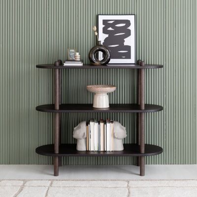 Veke Askel tammi avohylly 100x35x86 cm pyöreällä päädyllä savutammi